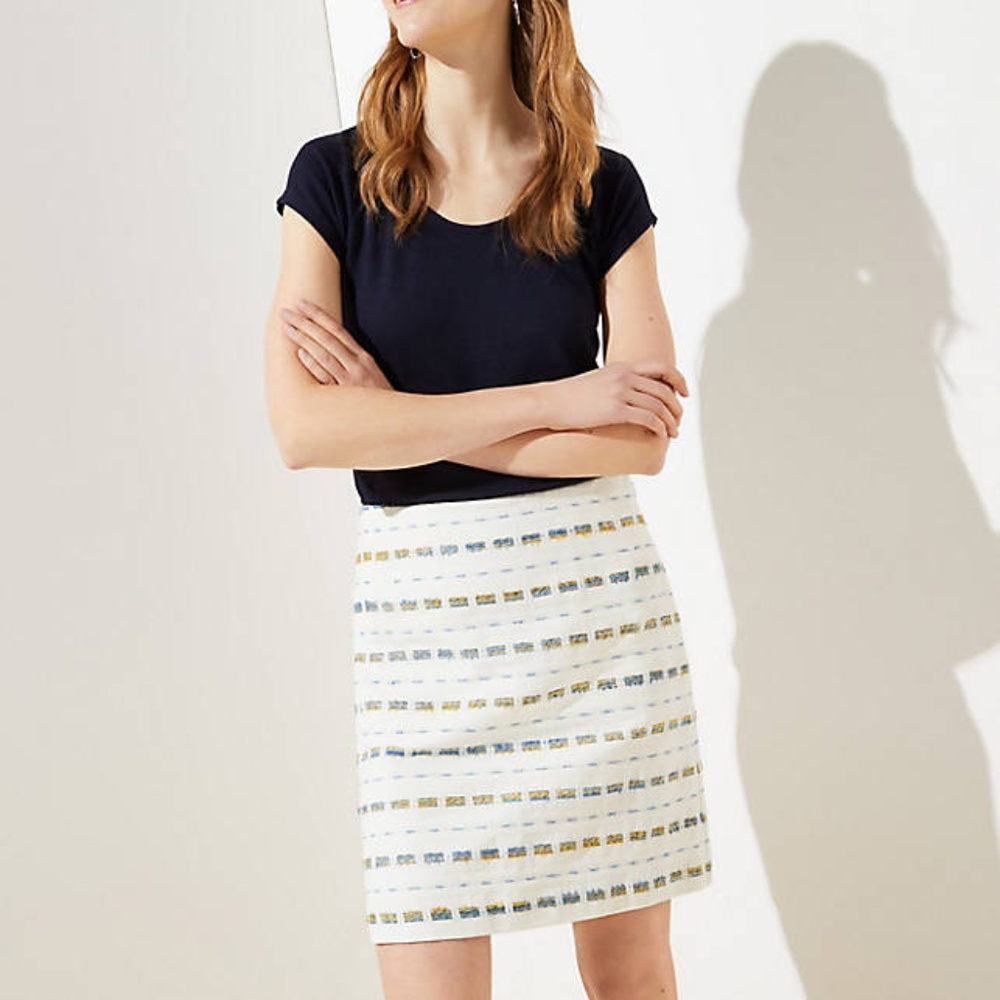 NWT LOFT STRIPED BOUCLE SHIFT SKIRT